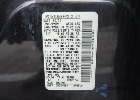 2013 Nissan Rogue Sv W/Sl Pkg z USA, uszkodzony, nr VIN JN8AS5MV6DW611420